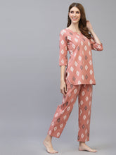 Stylum Women's Ikat Print Rayon Night Suit Set (BLUSHIKAT) Thumbnail
