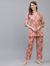 Stylum Women's Ikat Print Rayon Night Suit Set (BLUSHIKAT) Thumbnail