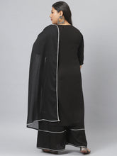 Stylum Women's  Printed Rayon Straight Kurta Sharara Dupatta Set (BlackSharara) Thumbnail