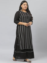 Stylum Women's  Printed Rayon Straight Kurta Sharara Dupatta Set (BlackSharara) Thumbnail