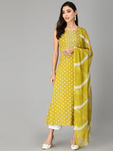 Stylum Women's Bandhej Printed A-Line Kurta with Dupatta (CORNKAWA) Thumbnail