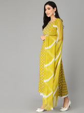 Stylum Women's Bandhej Printed A-Line Kurta with Dupatta (CORNKAWA) Thumbnail