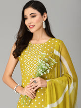 Stylum Women's Bandhej Printed A-Line Kurta with Dupatta (CORNKAWA) Thumbnail