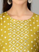 Stylum Women's Bandhej Printed A-Line Kurta with Dupatta (CORNKAWA) Thumbnail
