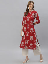 Stylum Women's Floral Printed Rayon Straight Kurta (DOLLYMAROON) Thumbnail