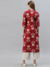 Stylum Women's Floral Printed Rayon Straight Kurta (DOLLYMAROON) Thumbnail