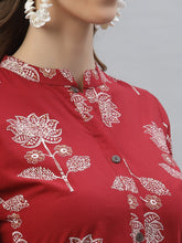 Stylum Women's Floral Printed Rayon Straight Kurta (DOLLYMAROON) Thumbnail