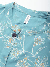 Stylum Women's Floral Print Rayon A-Line Kurta (FIONAAQUA) Thumbnail