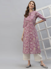 Stylum Women's Floral Print Rayon A-Line Kurta (FIONAMAUVE) Thumbnail