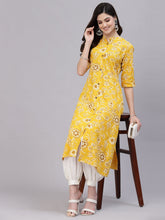 Stylum Women's Floral Print Rayon A-Line Kurta (FIONAMUSTARD) Thumbnail