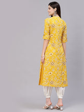 Stylum Women's Floral Print Rayon A-Line Kurta (FIONAMUSTARD) Thumbnail