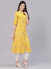 Stylum Women's Floral Print Rayon A-Line Kurta (FIONAMUSTARD) Thumbnail