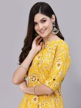 Stylum Women's Floral Print Rayon A-Line Kurta (FIONAMUSTARD) Thumbnail