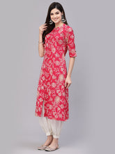 Stylum Women's Floral Print Rayon A-Line Kurta (FIONARUBY) Thumbnail