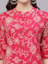 Stylum Women's Floral Print Rayon A-Line Kurta (FIONARUBY) Thumbnail