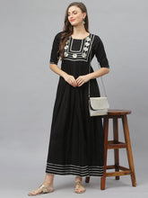 Stylum Women's Embellished Rayon Flared Kurta (FOGBLACK) Thumbnail