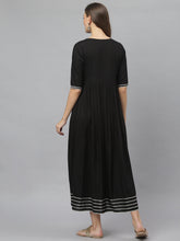 Stylum Women's Embellished Rayon Flared Kurta (FOGBLACK) Thumbnail