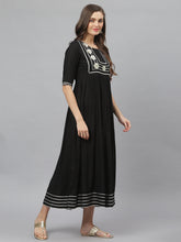 Stylum Women's Embellished Rayon Flared Kurta (FOGBLACK) Thumbnail