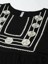 Stylum Women's Embellished Rayon Flared Kurta (FOGBLACK) Thumbnail