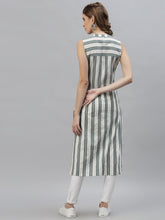 Stylum Women's Self Woven Striped Cotton Blend Straight Kurta (GERRY) Thumbnail