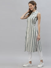 Stylum Women's Self Woven Striped Cotton Blend Straight Kurta (GERRY) Thumbnail