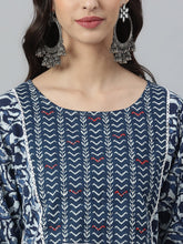 Stylum Women's Indigo Printed Cotton Slub Straight Kurta (INDIGOBIRD) Thumbnail