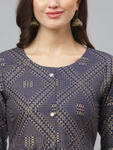 Stylum Women's Tribal Print Rayon Midi Flared Dress (JORDENNAVY) Thumbnail