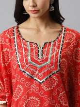 Stylum Women's Bandhani Print Rayon Kaftan Kurta (KAFT1RED) Thumbnail