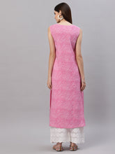 Stylum Women's Lehariya Printed Rayon A-Line Kurta (KANALPINK) Thumbnail