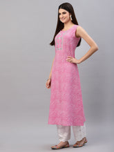 Stylum Women's Lehariya Printed Rayon A-Line Kurta (KANALPINK) Thumbnail