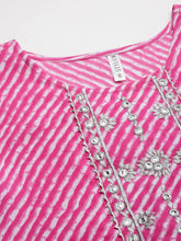 Stylum Women's Lehariya Printed Rayon A-Line Kurta (KANALPINK) Thumbnail