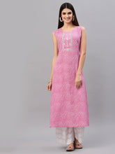 Stylum Women's Lehariya Printed Rayon A-Line Kurta (KANALPINK) Thumbnail