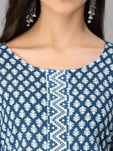 Stylum Women's Printed Cotton Flared Kurta Pant Dupatta Set (KPDGUMPBLUE) Thumbnail
