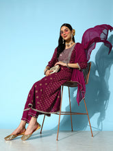 Stylum Women's Gold Printed & Embroidered Rayon Kurta Pant Dupatta Set (KPDJENA) Thumbnail