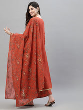 Stylum Women's Floral Printed Cotton Anarkali Kurta Palazzo Dupatta Set (KPDORANGELUREX) Thumbnail