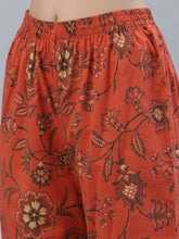 Stylum Women's Floral Printed Cotton Anarkali Kurta Palazzo Dupatta Set (KPDORANGELUREX) Thumbnail