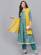 Stylum Women's Floral Printed Rayon Anarkali Kurta Pant Dupatta Set (KPDORCHID) Thumbnail