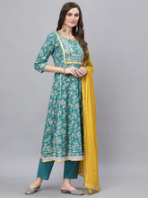 Stylum Women's Floral Printed Rayon Anarkali Kurta Pant Dupatta Set (KPDORCHID) Thumbnail