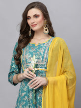 Stylum Women's Floral Printed Rayon Anarkali Kurta Pant Dupatta Set (KPDORCHID) Thumbnail