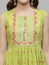 Stylum Women's Bandhej Printed & Embroidered Rayon Kurti Sharara Dupatta Set (KSDHEXAGREEN) Thumbnail