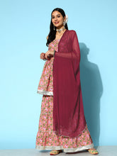 Stylum Women's Floral Printed Cotton Kurta Sharara with Dupatta (KSDNAIROBI) Thumbnail