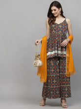 Stylum Women's Printed Rayon Kurta Sharara Dupatta Set (KSDNAVYBIBA) Thumbnail