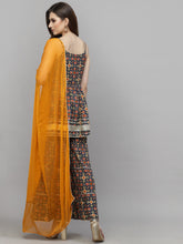 Stylum Women's Printed Rayon Kurta Sharara Dupatta Set (KSDNAVYBIBA) Thumbnail
