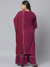 Stylum Women's  Printed Rayon Straight Kurta Sharara Dupatta Set (KSDPupplesharara) Thumbnail