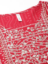 Stylum Women's Bandhej Printed & Embroidered Kurta Sharara Dupatta Set (KSDREDBERRY ) Thumbnail