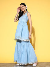 Stylum Women's Embroidered Cotton Kurta Sharara with Printed Dupatta (KSDSWAM) Thumbnail