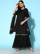 Stylum Women's Sequenced Rayon Kurta Sharara Dupatta Set (KSDTESLA) Thumbnail