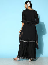 Stylum Women's Sequenced Rayon Kurta Sharara Dupatta Set (KSDTESLA) Thumbnail