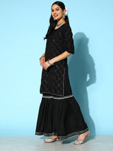 Stylum Women's Sequenced Rayon Kurta Sharara Dupatta Set (KSDTESLA) Thumbnail