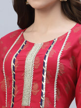Stylum Women's Gold Printed Rayon A-Line Kurta Sharara Dupatta Set (KSDVISTARUBY) Thumbnail